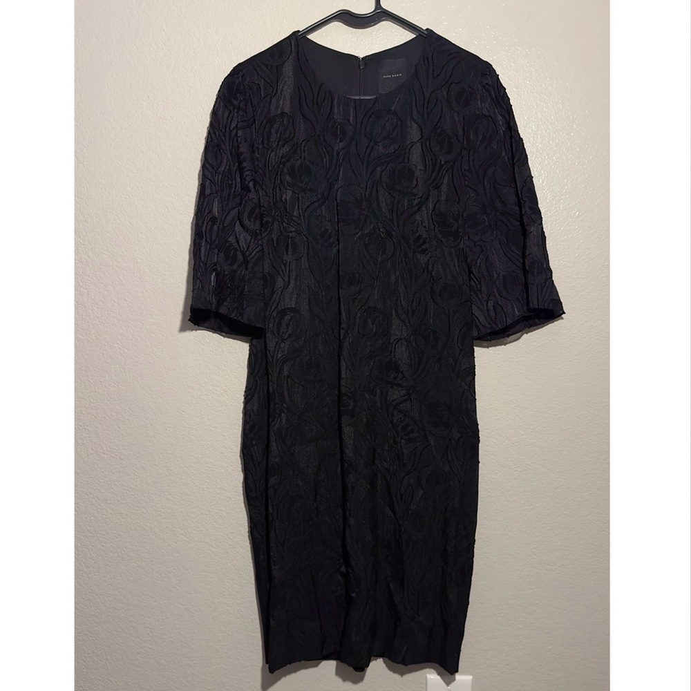 Alex Marie Floral Embroidered Midi Dress in Black